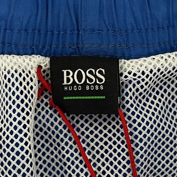 BOSS by Hugo Boss Men's Quick-Drying Large Contrast Logo Swim Shorts Blue Size L - Picture 6 of 6